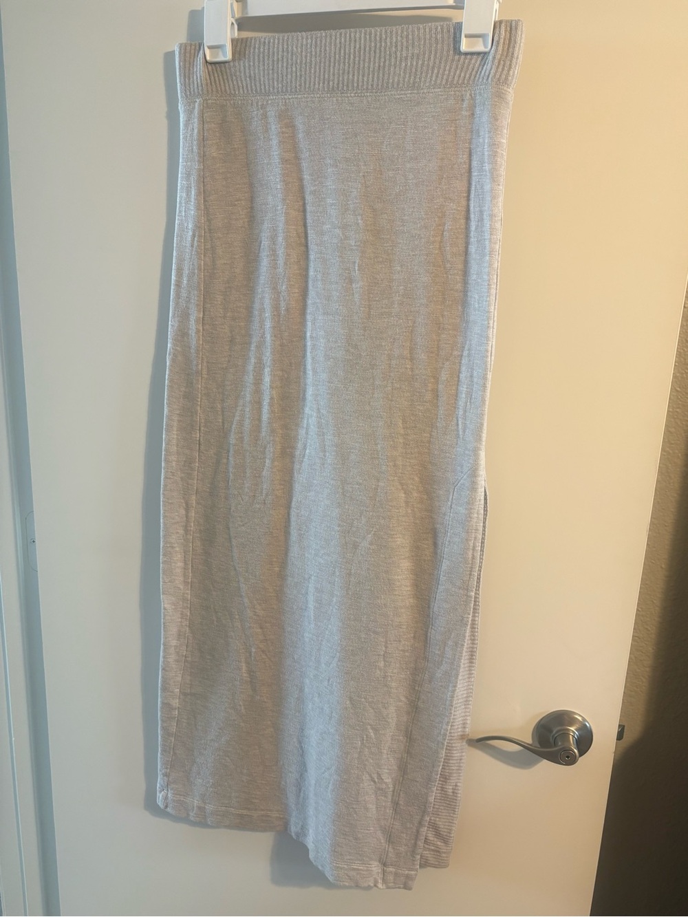 Cozy Off White Cotton Beachy Midi Slip Skirt or Coverup with Slit